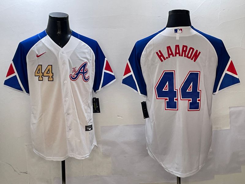 Men Atlanta Braves #44 H.Aaron White City Edition 2025 Nike MLB Jersey style 5